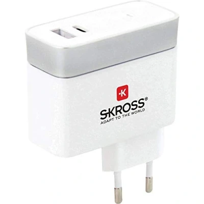 Afbeelding van SKROSS Euro USB Lader 2x 5400 mA (Type A &amp; Type C)