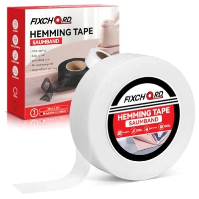 Afbeelding van FIXCHORD Zoomband, Strijkband voor Strijken, Geen Naaien Strijkband, Strijk Extra Sterke Lijmbare Stoffen Zoomband Kleding, Gordijnen, Strijken en Hechten, DIY, Wit, 30M*30MM