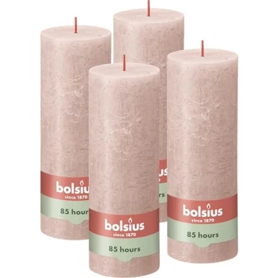 Afbeelding van Stompkaarsen Shine 4 st rustiek 190x68 mm mistroze