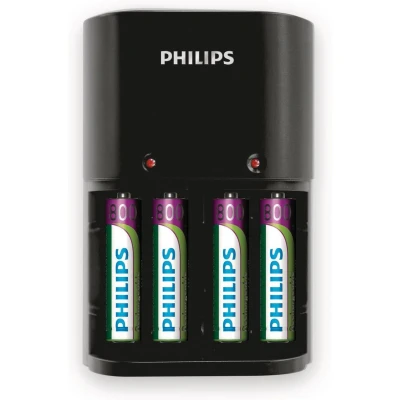 Afbeelding van Batterijlader 1/4 x AA/AAA, 170/80 Ma, 220/240V, Incl 4 Philips Batterijen AAA 800 mAh