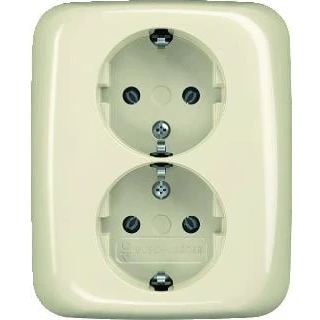 Afbeelding van Busch Jaeger Wandcontactdoos dubbel met aarde inbouw creme