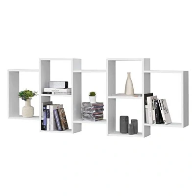 Afbeelding van Wandplank Jessheim met 7 vakken 161x18x65 cm wit mat