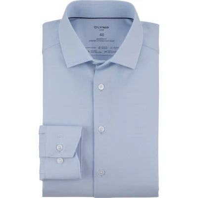 Afbeelding van OLYMP 24/7 modern fit overhemd mouwlengte 7 twill lichtblauw Maat: 38 Strijkvriendelijk Boordmaat: