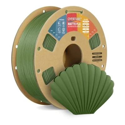 Afbeelding van OVERTURE PLA Matte 3D Printer Filament 1.75mm, 1kg Cardboard Spool (2.2lbs), Dimensional Accuracy +/ 0.02 mm(Matte Army Green)