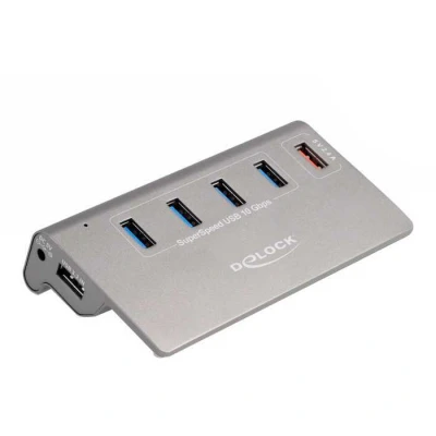 Afbeelding van Delock USB 10 Gbps Hub mit 4 Typ A Ports + 1 Schnellladeport inkl.