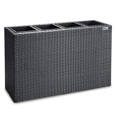 Afbeelding van Polyrattan Bloembak 4 delig Zwart 95 x 27 60 cm