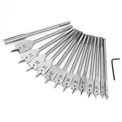 Afbeelding van Candeon Hout Platte Boren Set 15 stks 6 25mm Carbon Staal Hex Shank Spade Boor Houtbewerking Hole Cutters Gereedschap Gat voor Power Tools