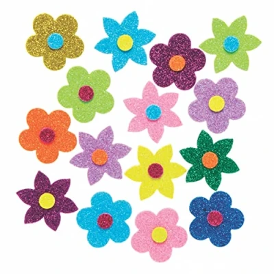 Afbeelding van Baker Ross AX881 Bloemen Glitter Foam Stickers Pak Van 120, Voordeel Kinderstickers, Ideaal Voor En Knutselprojecten Het Maken Kaarten