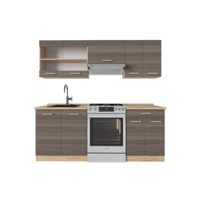 Afbeelding van Vicco Complete keukeneenheid R Line, Edel grijs/gouden eik, 200 cm , WB Eik