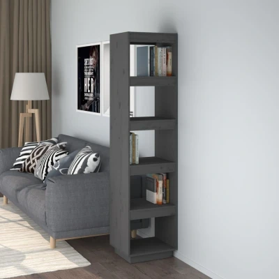 Afbeelding van Boekenkast/kamerscherm 40x35x167 cm massief grenenhout grijs