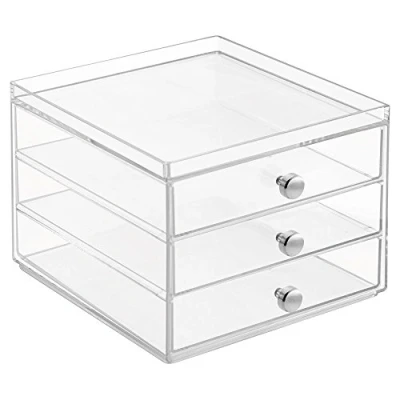 Afbeelding van Opbergbox iDesign Drawers met 3 Laden Dun Transparant (16,4 x 17,7 12,5 cm)