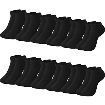Afbeelding van L&amp;K II Korte sportsokken voor dames, 10/12 paar, sneakersokken, effen kleur, enkelsokken, zomersokken vrouwen, 92220, 12 zwart, 39 42 EU