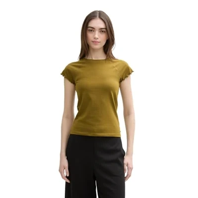 Afbeelding van TOM Tailor Denim Raglan Tshirt basic, Dames, Maat: Small, Warm moss green