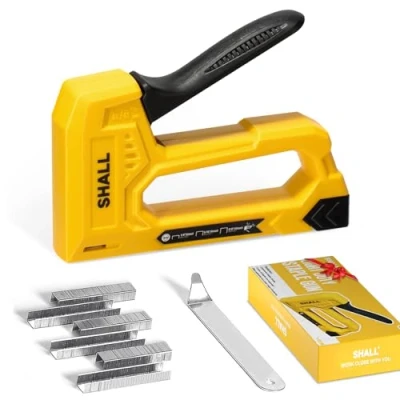 Afbeelding van SHALL Light Duty nietpistool voor hout gele bekleding met 1600 stuks JT21 nietjes 1/4, 5/16, 3/8 inch en nietverwijderaar Stoffen nietmachine pistool knutselen, doe het zelf,