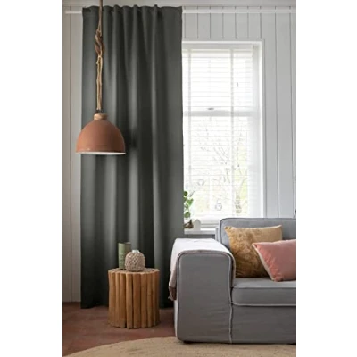 Afbeelding van Elbersdrucke Midnight 07 grijs gordijn met verborgen lussen en potloodplooiband, polyester, 255 x 140 cm