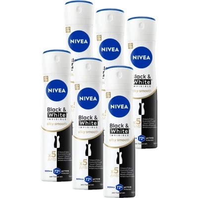 Afbeelding van 6er Pack Nivea Deospray Invisible Black &amp; White Silky Smooth 150 ml