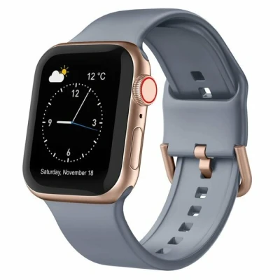 Afbeelding van Apple Watch Soft siliconen bandje met gespsluiting Blauwgrijs Geschikt voor 38mm / 40mm 41mm