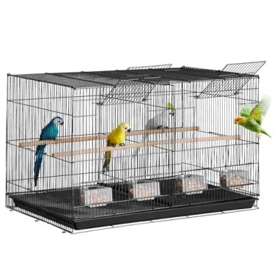 Afbeelding van VEVOR Vogelkooi Parkietenkooi Vogelhuis Vogelbouwer 760x465x465mm Zwart
