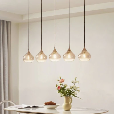 Afbeelding van Lucande hanglamp 5lichts Glas, ijzer E27 rookgrijs, zwart
