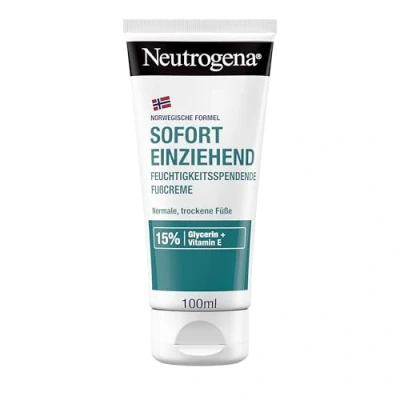 Afbeelding van Neutrogena Noorse formule, direct intrekkende voetcrème (100 ml) voor normale en droge voeten, hydraterende voetverzorgingscrème met 15% glycerine + vitamine E