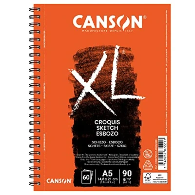 Afbeelding van Canson 200787221 XL schetsblok, licht gekorreld, 90 g/m², 60 vellen per blok &quot;spiraal aan de lange zijde&quot;, 148 x 210 mm, crème