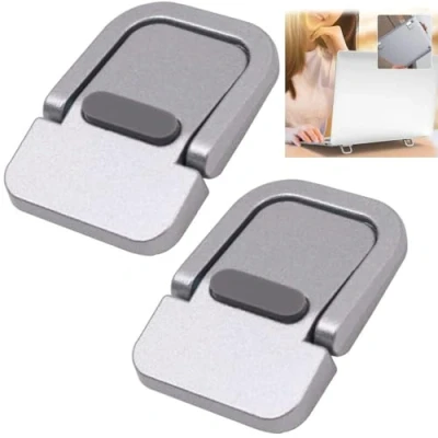 Afbeelding van LiJuanWang laptopstandaard, 2 stuks, opvouwbare zelfklevende computerhouder, mini onzichtbare laptophouder, compatibel met vele laptops (zilver)