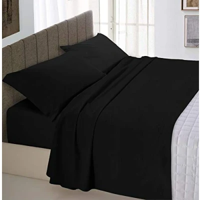 Afbeelding van Max Color Beddengoedset (plat 240x300, hoeslaken 170x200cm+2 kussenslopen 50x80cm), zwart, DOUBLE