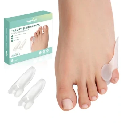 Afbeelding van Welnove Tailor&#039;s Bunion Corrector Pads 8 stuks Pinky Toe Protector, Cushion met Separator voor Vrouwen Men, Gel Shield Voetbroodreliëf