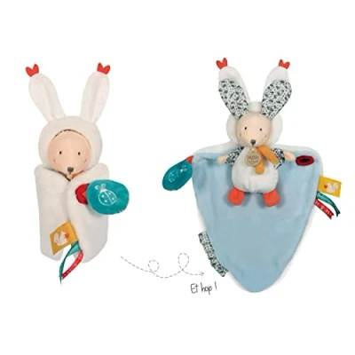Afbeelding van Doudou et Compagnie knuffeldier haas knuffeldoek cape wit 25 cm papillotte DC3953