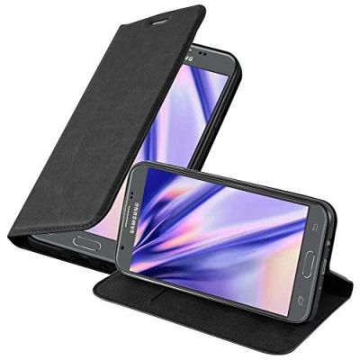 Afbeelding van Cadorabo Hoesje geschikt voor Samsung Galaxy J7 2017 in ZWARTE NACHT Beschermhoes met magnetische sluiting, standfunctie en kaartvakje Book Case Cover Etui