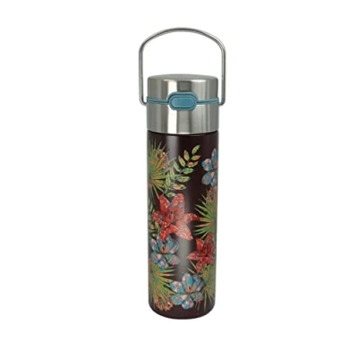 Afbeelding van Eigenart LEEZA Rustic Flower 11016 Dubbelwandige thermosfles van roestvrij staal met sportsluiting en zeef, BPA vrij, 500 ml