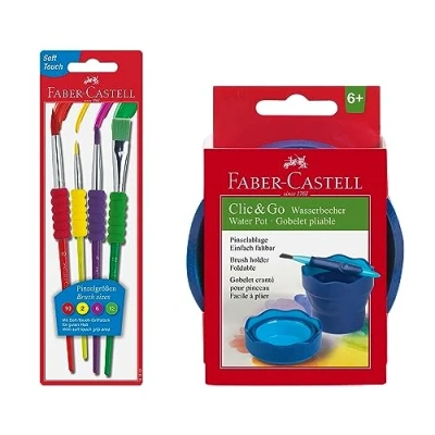 Afbeelding van Faber Castell 205074 Schilderset met waterbekertje en penseel, 5 stuks, voor school vrije tijd