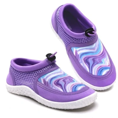 Afbeelding van Waterschoenen voor kinderen, peuters, jongens, meisjes, zwemmen, strandschoenen, aquasport, blote voeten, antislip, wetsuit, schoenen swmming, zwembad, waterpark, vakantie, Paarse Liuli, 7 UK