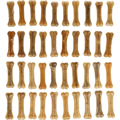 Afbeelding van &quot;Hoogwaardige Kauwsnack: Buffelhuid Bot 40 stuks&quot; Natuur / 11cm stuks = 1000 1200gr