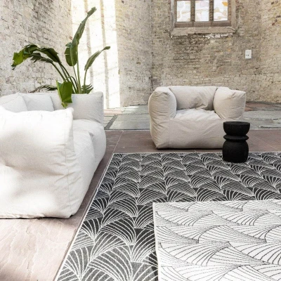 Afbeelding van Interieur05 Buitenkleed Deco zwart/wit dubbelzijdig 240 x 340