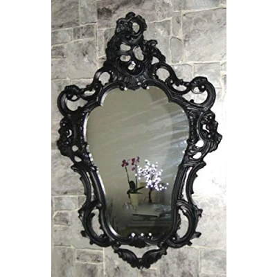 Afbeelding van artissimo Wandspiegel ovaal zwart mat barok antiek retro gothic 50x76 badkamerspiegel 3039
