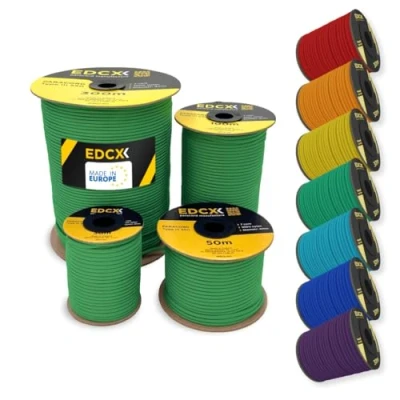 Afbeelding van EDCX 4mm Nylon Paracord 550 30m (100 voet) Type III, 100% Touw, 7 Strand Touw in Effen Kleuren (Green, 30 m)