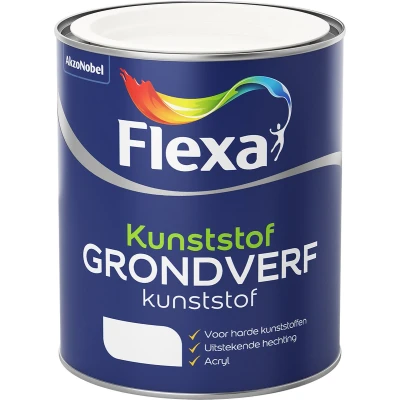 Afbeelding van flexa grondverf kunststof wit 0.75 ltr