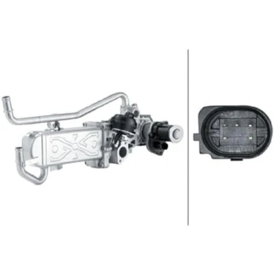Afbeelding van HELLA 6NU 358 167 011 AGR modul Electrisch Met pakkingen, koeler klep voor recirculatie van de uitlaatgassen VOLKSWAGEN: Polo V Hatchback
