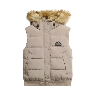 Afbeelding van Superdry Vrouwen Everest Bodywarmer van Imitatiebont Beige Grootte: 34