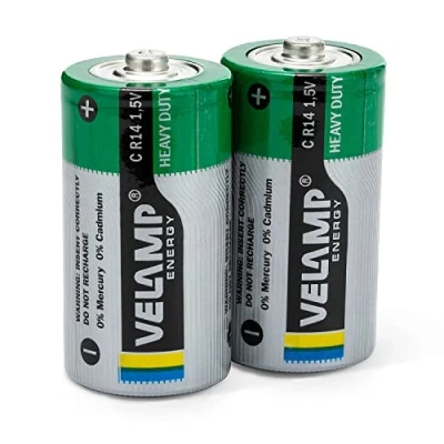 Afbeelding van Velamp R14/2BP Koolstof zinkbatterij, halfbrander r14 c, 1,5v. Blisterverpakking met 2 batterijen
