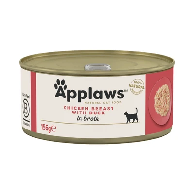 Afbeelding van 6x156g Applaws Kippenborst en Eend Kattenvoer in Bouillon