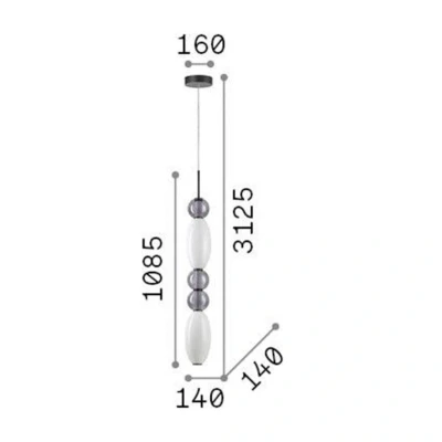 Afbeelding van Ideallux Ideal Lux hanglamp Lumiere 3, opaal/grijs glas