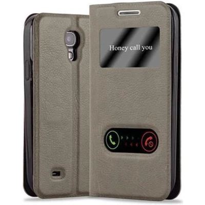 Afbeelding van Cadorabo Hoesje geschikt voor Samsung Galaxy S4 in STEEN BRUIN Beschermhoes met magnetische sluiting, standfunctie en 2 kijkvensters Book Case Cover Etui