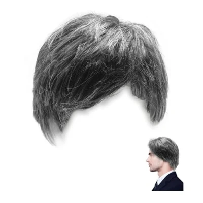 Afbeelding van XNIVUIS Opa pruiken voor heren, grappige pruiken, oude man, kostuum, wetenschapper, professor, opa, accessoires Halloween, carnaval, feesten, rollenspellen (B)