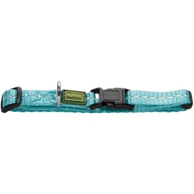 Afbeelding van Hunter Tripoli Vario Basic Hondenhalsband, nylon, reflecterend, kliksluiting, maat M, lichtblauw
