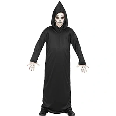 Afbeelding van Widmann Beul &amp; Magere Hein Kostuum Grim Reaper Man Zwart Maat 116 Carnavalskleding Verkleedkleding