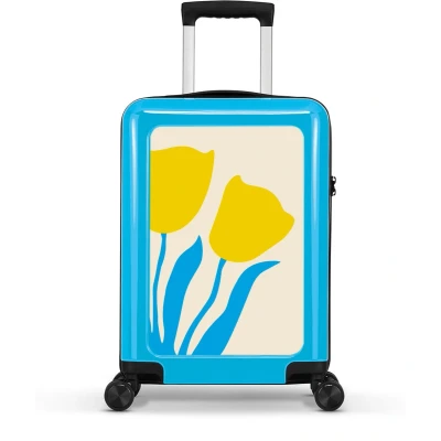 Afbeelding van BHPPY Handbagage Koffer Lichtgewicht Trolley 55cm Tulpen print Blauw
