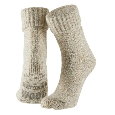 Afbeelding van Apollo Wollen sokken dames Huisokken Licht Bruin Maat 35/38 Huissok met anti slip Fluffy Slofsokken Warme Winter