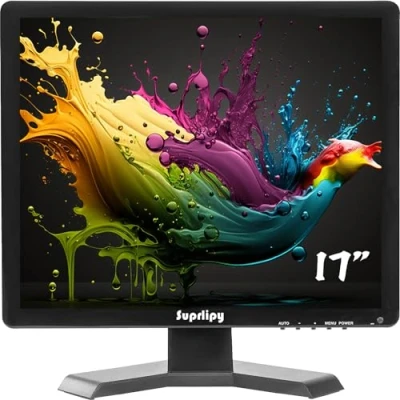 Afbeelding van Suprlipy 43,2 cm (17 inch) TFT LCD CCTV monitor 1280 x 1024 4:3 kleurendisplay ondersteuning HDMI VGA AV BNC USB poorten met geïntegreerde afstandsbediening luidspreker voor thuis veiligheidsmonitor